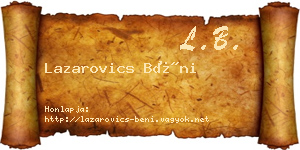 Lazarovics Béni névjegykártya